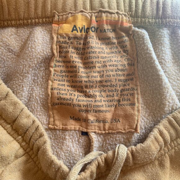 AVIATOR NATION 5 Stripe Sweatpants Joggers L Gold Khaki Velvet Retro Athleisure - Picture 2 of 7